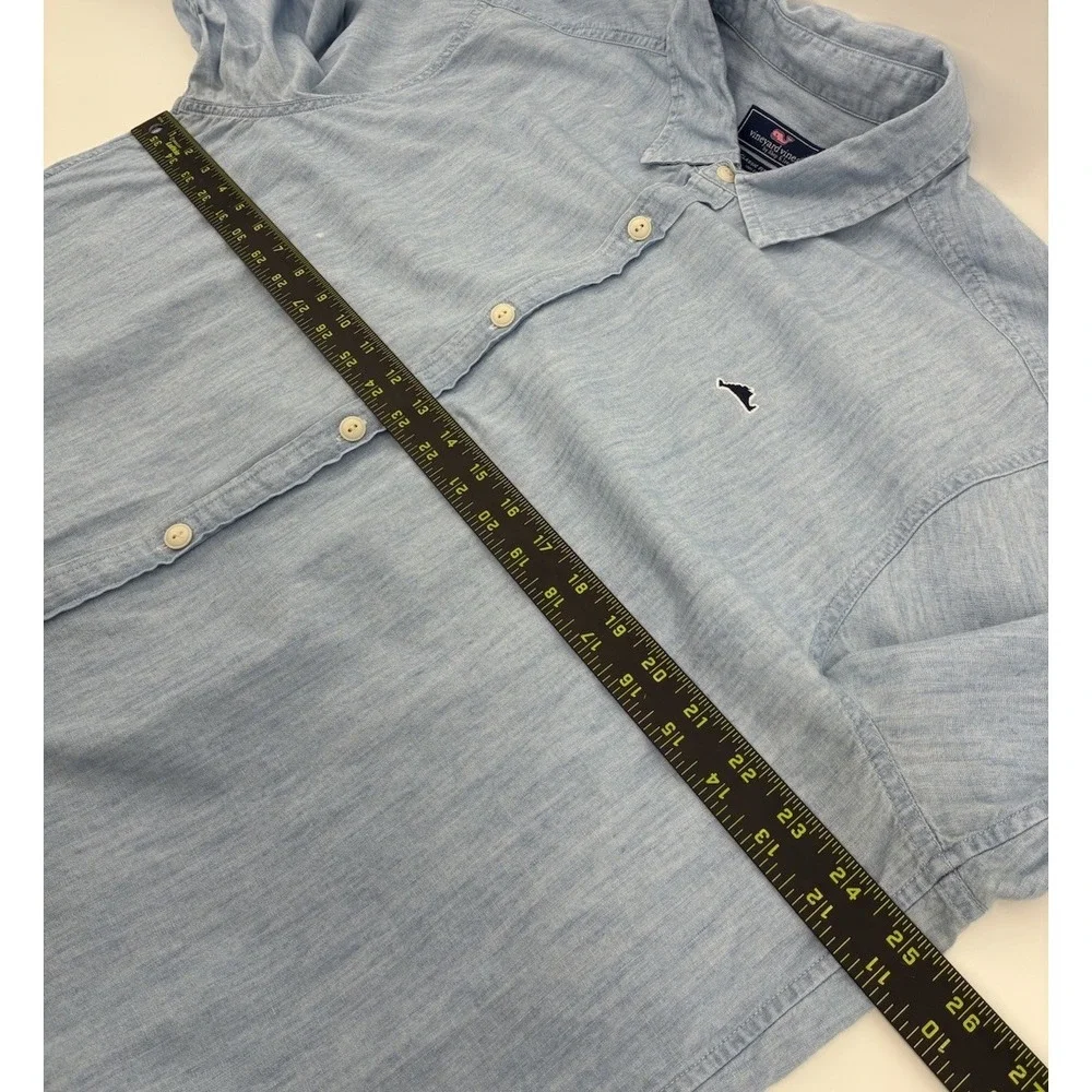 Vineyard Vines Classic Fit Chambray Button Down Shirt Men's XL Subtle Whale Logo